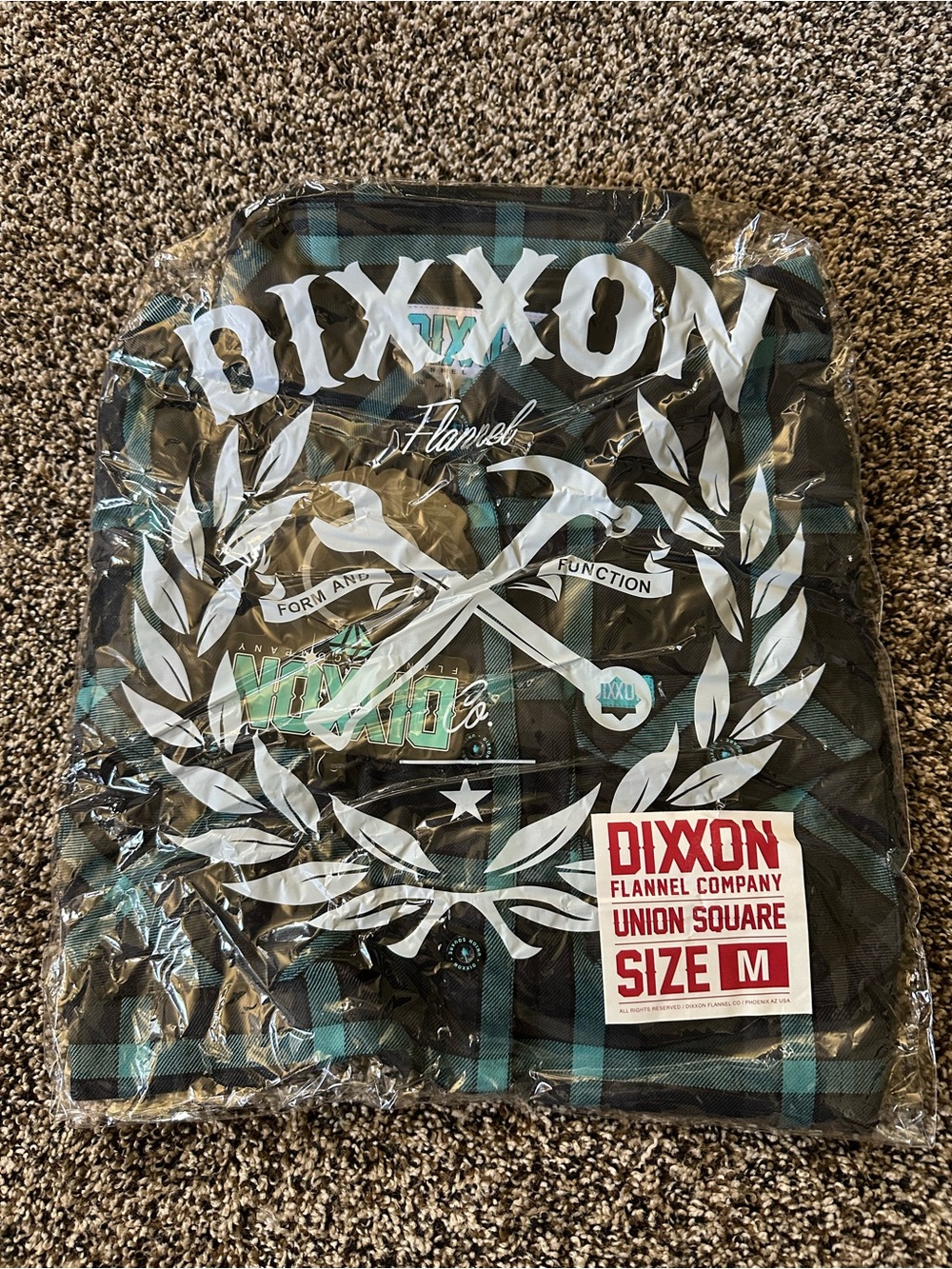DIXXON Teal & Black Plaid Logo Flannel Shirt